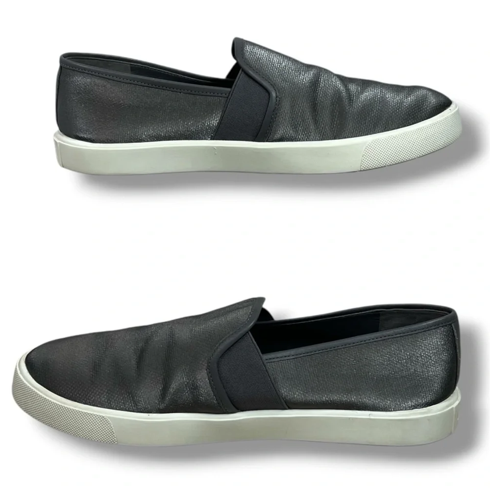 Vince Womens Preston‎ Loafer sz 7 Metallic Pewter Gray Slip On Shoe Casual Comfy
